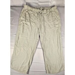 Splendid Womens XL Olive Green Linen Blend Cropped Drawstring Pants 1767950